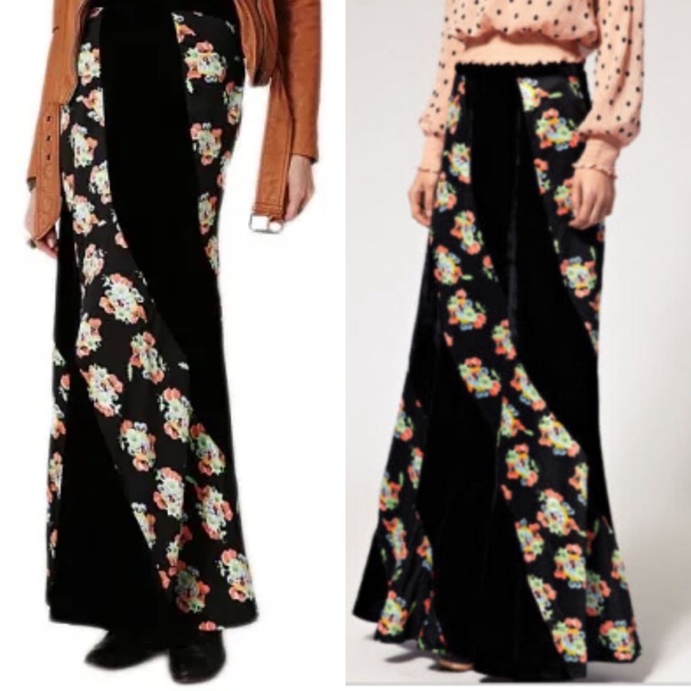 Free People Twisted Velvet Maxi Skirt, $148 NEW Whimsical Witchy Festival Boho
